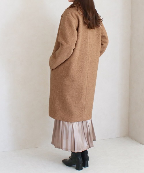 Social GIRL（ソーシャルガール）の「シープ調ボアチェスターコート（チェスターコート・レディース・ベージュ/モカ/アイボリー/ブラック・M）」の12枚目の写真