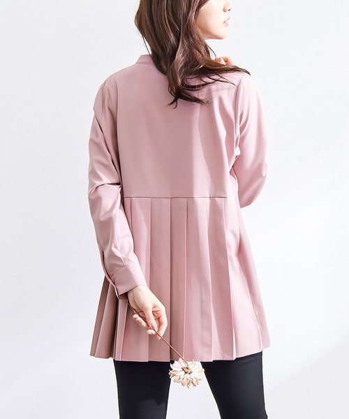 CHAN ME（チャンミ）の「裾プリーツシャツチュニック（シャツ/ブラウス・レディース・ネイビー/ピンク/ブラック/ベージュ/ホワイト・MEDIUM/LARGE）」の13枚目の写真