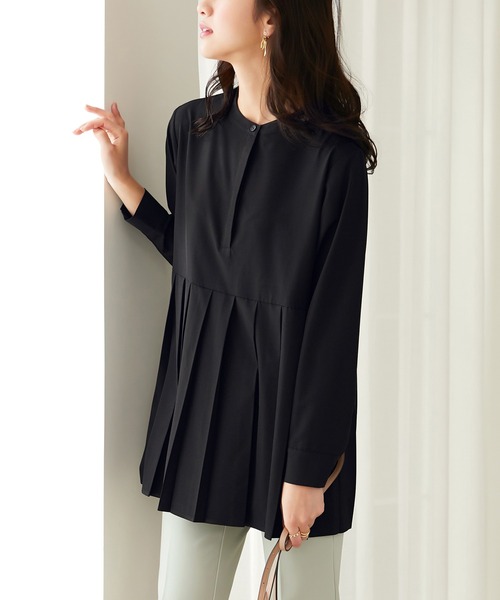 【全商品オープニング価格 特別価格】 裾プリーツシャツチュニック（シャツ/ブラウス）｜CHAN ME トップス