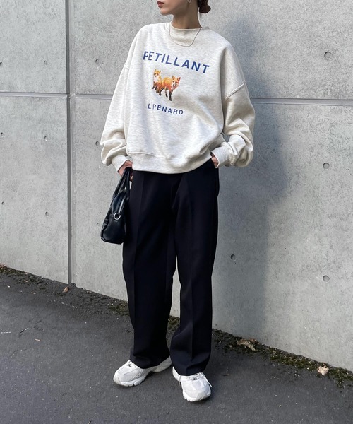 Chillfar（チルファー）の「キタキツネスウェット（スウェット・レディース・ネイビー/ホワイト×グリーン/チャコール/オートミール/ダークグリーン/ネイビー系/アイボリー系/グレー系/杢グレー・FREE）」の12枚目の写真