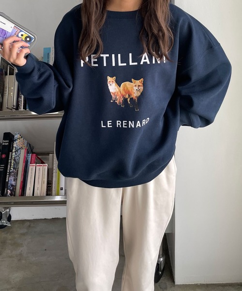 Chillfar（チルファー）の「キタキツネスウェット（スウェット・レディース・ネイビー/ホワイト×グリーン/チャコール/オートミール/ダークグリーン/ネイビー系/アイボリー系/グレー系/杢グレー・FREE）」の16枚目の写真