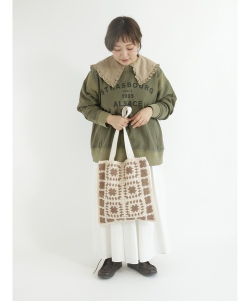 Samansa Mos2（サマンサ モスモス）の「かぎ針風トートバッグ（トートバッグ・レディース・キナリ/ブラック・ﾌﾘ-）」の4枚目の写真