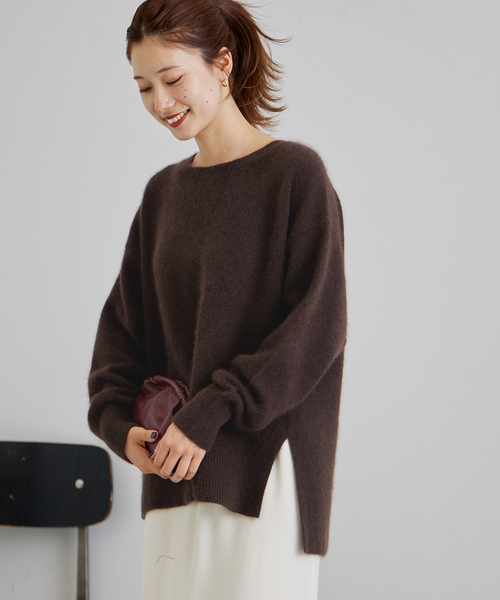 【新品】FRAMeWORK ファー ニット プルオーバー ブラウン FRAMeWORK（フレームワーク）の「ファーニットプルオーバー（ニット