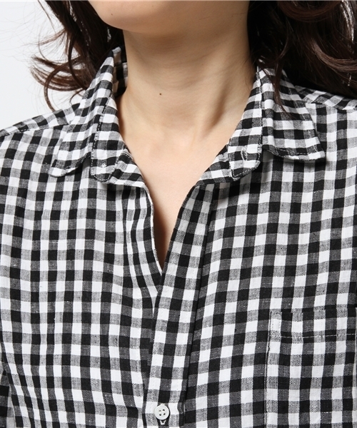 CIAOPANIC（チャオパニック）の「【Ciaopanic】　フレンチリネンチェックSH（シャツ/ブラウス・レディース・ホワイト/その他20・FREE）」の6枚目の写真
