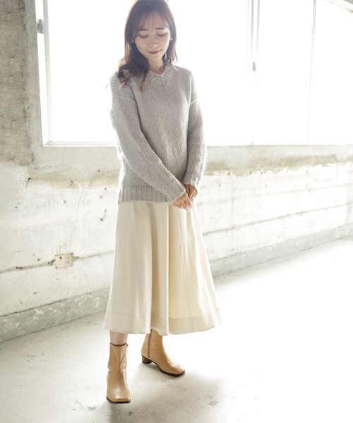 SESTO(セスト)の「ウッドローヒールショートブーツ(ブーツ・レディース・ベージュ/ブラック・S/M/L/LL/3L)」の15枚目の写真