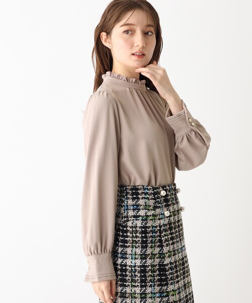 index（インデックス）の「◆ヘヴィージョーゼット スタンドフリルブラウス（シャツ/ブラウス・レディース・ブラウン系その他/ライトグレー/ブラック・40/38/36/42）」の14枚目の写真