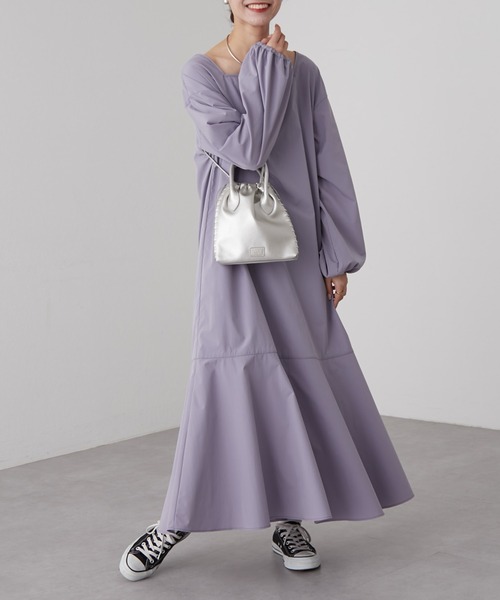 CIAOPANIC TYPY（チャオパニックティピー）の「□【2WAY】スクエアネックワンピース（ワンピース・レディース・バイオレット/ブラウン/アイボリー/ブラック・ONE SIZE）」の4枚目の写真