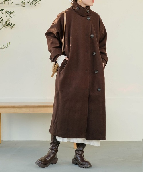 Bab(バブ)の「2WAYスタンドカラーコート(チェスターコート・レディース・モカ/アイボリー/オレンジ/ブラウン・M)」の11枚目の写真