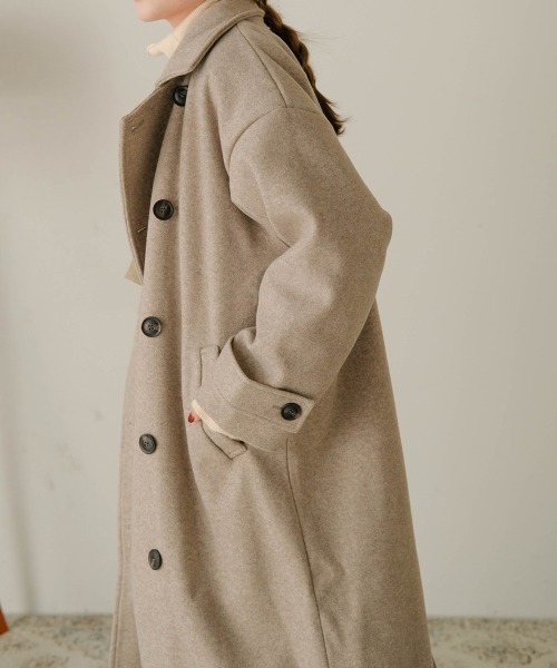 Bab(バブ)の「2WAYスタンドカラーコート(チェスターコート・レディース・モカ/アイボリー/オレンジ/ブラウン・M)」の12枚目の写真