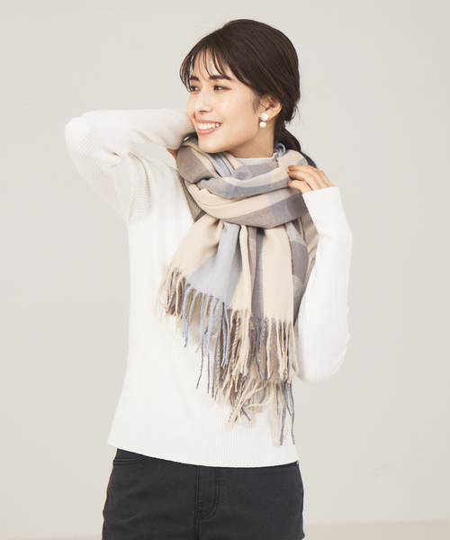 abahouse mavie（アバハウスマヴィ）の「ニュアンスカラーチェックストール（ストール/ショール・レディース・ブルー/ブラック/ピンク・フリー）」の3枚目の写真