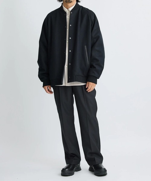 ATON】SUPER 160S LETTERMAN JACKET（ブルゾン）｜ATON