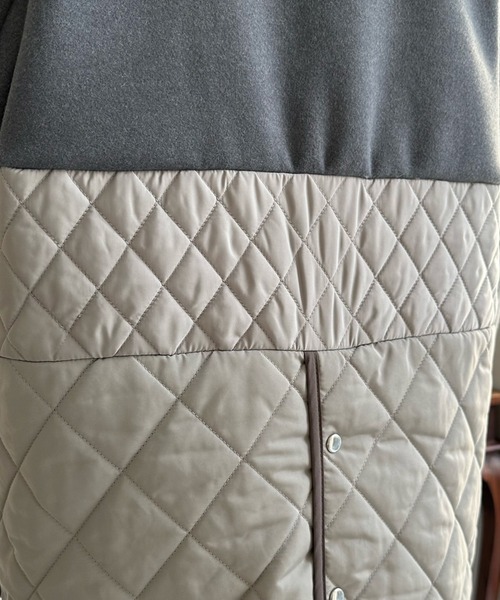 DouDou（ドゥドゥ）の「【WEB限定】メルトン×キルティング切替コート（ノーカラーコート・レディース・グレー/カーキ/ブラック・FREE）」の18枚目の写真