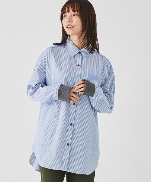 KRIFF MAYER Lady's Collection(クリフメイヤーレディースコレクション)の「オーバーサイズハッピーシャツ(シャツ/ブラウス・レディース・サックスブルー/オフホワイト/カラフル/その他5/ネイビー・MEDIUM/LARGE)」の2枚目の写真