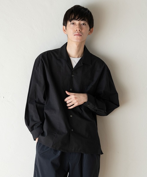 BRICK & SONS(ブリックアンドサンズ)の「リラックスオープンカラーシャツ<ブラック>(シャツ/ブラウス・メンズ・ブラック・XS/S/M/L/LL)」の1枚目の写真