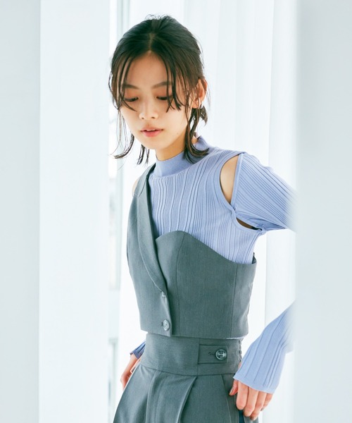 LADYMADE（レディメイド）の「ワンショルビスチェ（ベスト・レディース・ベージュ/グレー・FREE）」の2枚目の写真