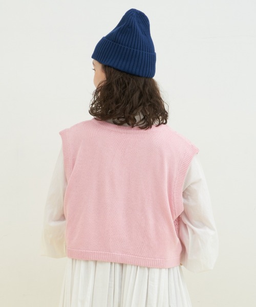 MERLOT（メルロー）の「かぎ針編みVネックショートベスト（ベスト・レディース・グリーン/ピンク/ネイビー・FREE）」の17枚目の写真