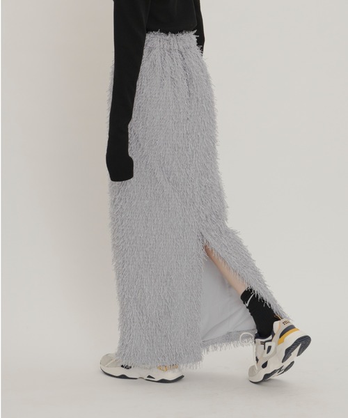 GIUNON（ジウノン）の「long fringe skirt / ロングフリンジスカート（スカート・レディース・ライトグレー/ブラック/アイボリー/グレー・0/1）」の10枚目の写真