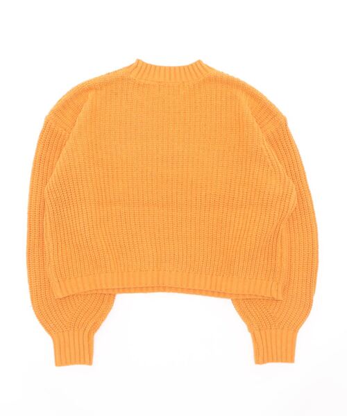 AZUL by moussy（アズールバイマウジー）の「SHORT COLOR KNIT/ショートカラーニット（ニット/セーター・レディース・グリーン/ブラック/オレンジ/アイボリー・FREE）」の5枚目の写真