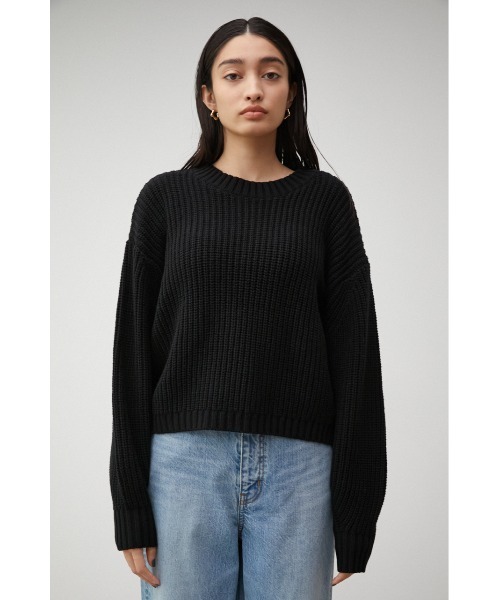 AZUL by moussy（アズールバイマウジー）の「SHORT COLOR KNIT/ショートカラーニット（ニット/セーター・レディース・グリーン/ブラック/オレンジ/アイボリー・FREE）」の18枚目の写真