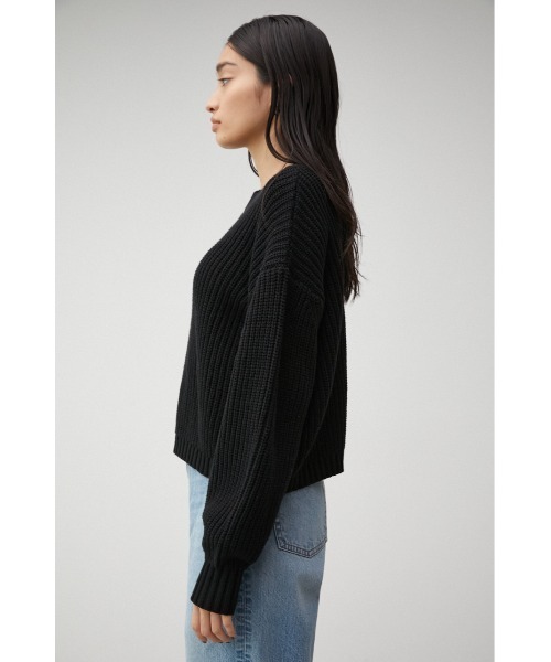 AZUL by moussy（アズールバイマウジー）の「SHORT COLOR KNIT/ショートカラーニット（ニット/セーター・レディース・グリーン/ブラック/オレンジ/アイボリー・FREE）」の19枚目の写真