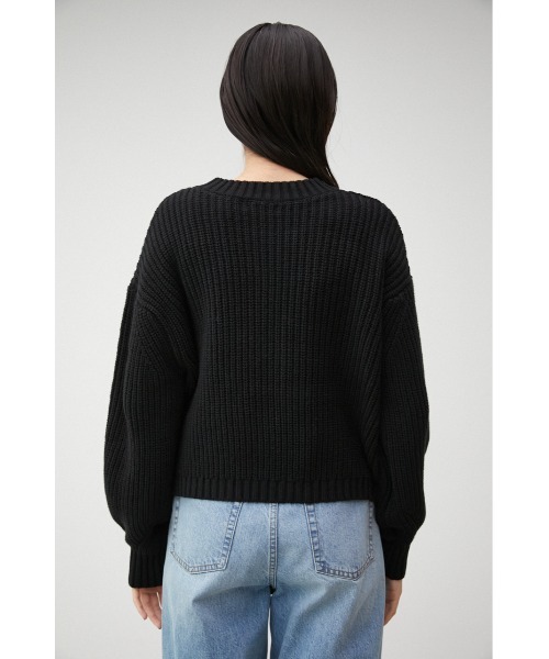 AZUL by moussy（アズールバイマウジー）の「SHORT COLOR KNIT/ショートカラーニット（ニット/セーター・レディース・グリーン/ブラック/オレンジ/アイボリー・FREE）」の20枚目の写真
