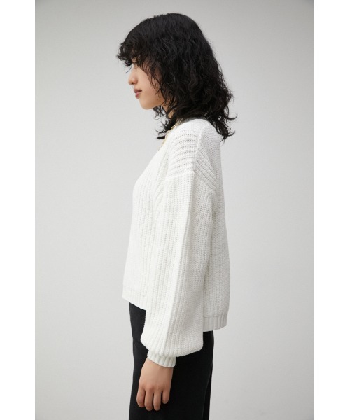 AZUL by moussy（アズールバイマウジー）の「SHORT COLOR KNIT/ショートカラーニット（ニット/セーター・レディース・グリーン/ブラック/オレンジ/アイボリー・FREE）」の10枚目の写真