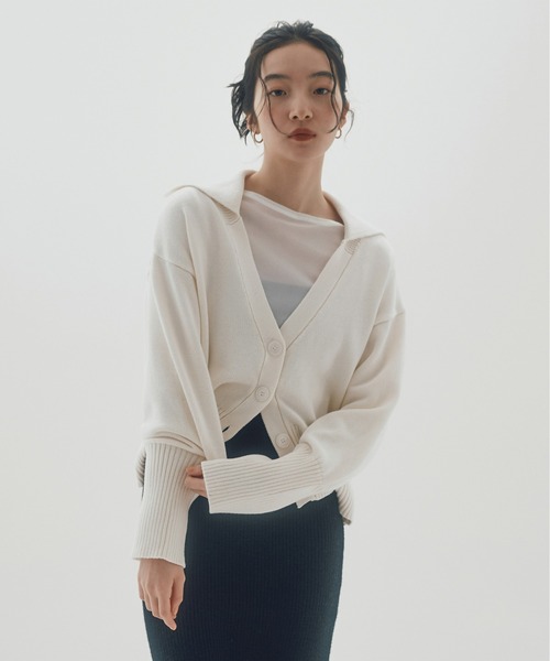 INSIIS（インシス）の「デザインカラーカーディガン（ニット/セーター・レディース・ホワイト/ネイビー・フリー）」の16枚目の写真