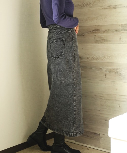 aimoha（アイモハ）の「【aimoha】オリジナル   フロントボタン　スリット　ストレッチデニムスカート（デニムスカート・レディース・インディゴブルー/ブラック/ブルー・SMALL/MEDIUM/LARGE/X-LARGE）」の18枚目の写真