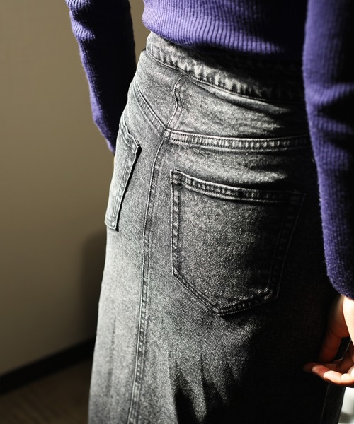 aimoha（アイモハ）の「【aimoha】オリジナル   フロントボタン　スリット　ストレッチデニムスカート（デニムスカート・レディース・インディゴブルー/ブラック/ブルー・SMALL/MEDIUM/LARGE/X-LARGE）」の10枚目の写真