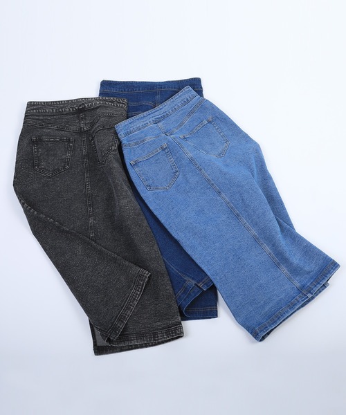 aimoha（アイモハ）の「【aimoha】オリジナル   フロントボタン　スリット　ストレッチデニムスカート（デニムスカート・レディース・インディゴブルー/ブラック/ブルー・SMALL/MEDIUM/LARGE/X-LARGE）」の13枚目の写真