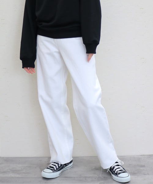 Per sist ence(パーシエンス)の「11ozデニムハイウエストパンツ(デニムパンツ・レディース・オフホワイト/ブルー/ブラック/インディゴブルー/ブラック系・MEDIUM/SMALL)」の1枚目の写真
