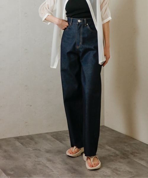 Per sist ence（パーシエンス）の「11ozデニムハイウエストパンツ（デニムパンツ・レディース・オフホワイト/ブルー/ブラック/インディゴブルー/ブラック系・MEDIUM/SMALL）」の4枚目の写真