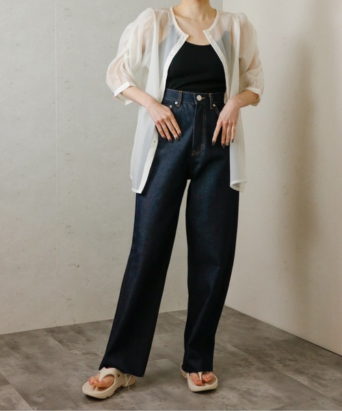 Per sist ence（パーシエンス）の「11ozデニムハイウエストパンツ（デニムパンツ・レディース・オフホワイト/ブルー/ブラック/インディゴブルー/ブラック系・MEDIUM/SMALL）」の9枚目の写真