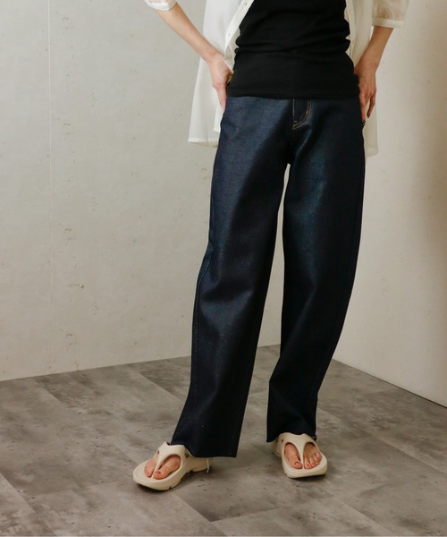 Per sist ence（パーシエンス）の「11ozデニムハイウエストパンツ（デニムパンツ・レディース・オフホワイト/ブルー/ブラック/インディゴブルー/ブラック系・MEDIUM/SMALL）」の12枚目の写真