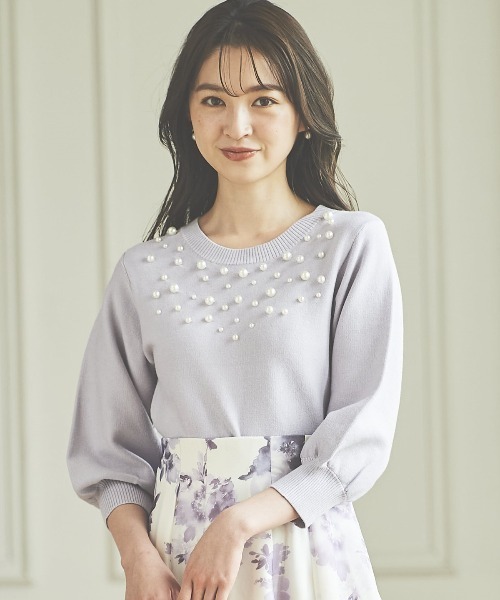 WILLSELECTION(ウィルセレクション)の「衿ビジューニットプルオーバー(ニット/セーター・レディース・オフホワイト/ブラック/ミント/ラベンダー・MEDIUM)」の4枚目の写真
