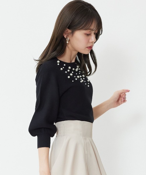 WILLSELECTION(ウィルセレクション)の「衿ビジューニットプルオーバー(ニット/セーター・レディース・オフホワイト/ブラック/ミント/ラベンダー・MEDIUM)」の7枚目の写真