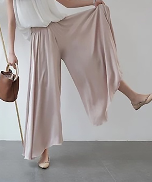 SETUP7（セットアップセブン）の「【SETUP7】ハイウエストドレープワイドパンツ KNF（その他パンツ・レディース・ベージュ/ブラック/ホワイト/ライトグレー・L/M）」の5枚目の写真