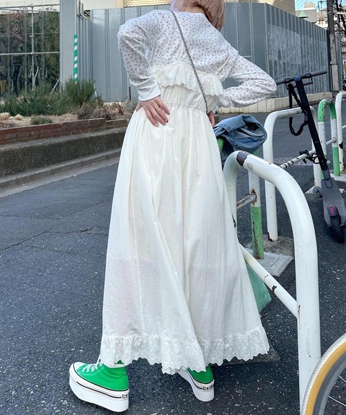 Alley by w closet(アリーバイダブルクローゼット)の「【Alley】レースフリルキャミワンピース(ワンピース・レディース・オフホワイト・FREE)」の4枚目の写真