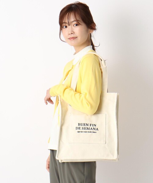 one'sterrace(ワンズテラス)の「◆SE スクエアロゴトート(トートバッグ・レディース・オフホワイト/グレー系/ピンク/ブラック/ライトグリーン・99)」の9枚目の写真