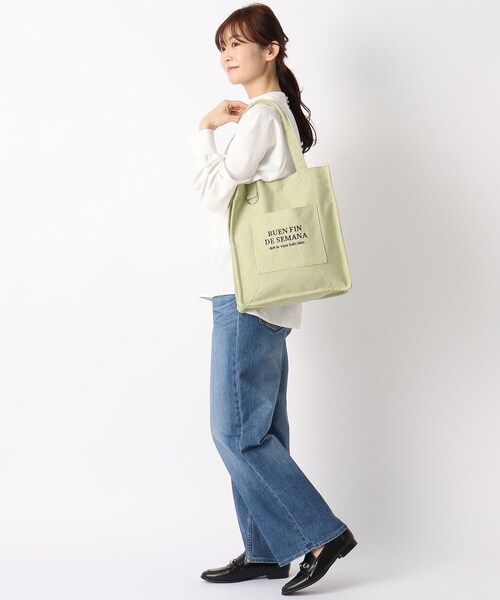 one'sterrace(ワンズテラス)の「◆SE スクエアロゴトート(トートバッグ・レディース・オフホワイト/グレー系/ピンク/ブラック/ライトグリーン・99)」の16枚目の写真