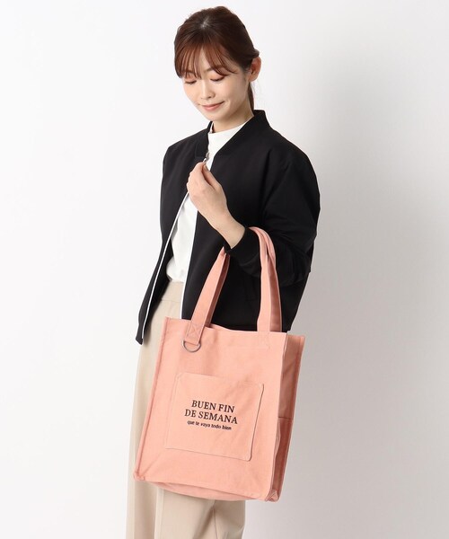 one'sterrace(ワンズテラス)の「◆SE スクエアロゴトート(トートバッグ・レディース・オフホワイト/グレー系/ピンク/ブラック/ライトグリーン・99)」の12枚目の写真