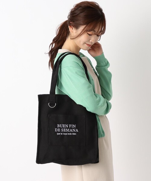 one'sterrace(ワンズテラス)の「◆SE スクエアロゴトート(トートバッグ・レディース・オフホワイト/グレー系/ピンク/ブラック/ライトグリーン・99)」の17枚目の写真