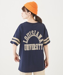 CUBE SUGAR（キューブシュガー）の「エコリッチ天竺袖ラインバックプリントTシャツ（Tシャツ/カットソー）」
