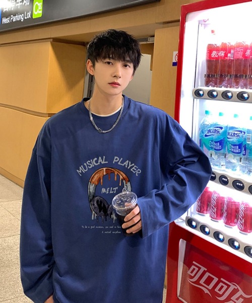 MGV(エムジーヴィー)の「ストリートフロントデザインロングTシャツ(Tシャツ/カットソー・メンズ・ダークグレー/ブラック/ホワイト/ブルー/グリーン/ベージュ・LARGE/MEDIUM/X-LARGE)」の6枚目の写真