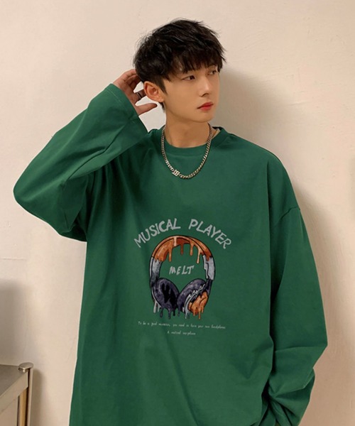 MGV(エムジーヴィー)の「ストリートフロントデザインロングTシャツ(Tシャツ/カットソー・メンズ・ダークグレー/ブラック/ホワイト/ブルー/グリーン/ベージュ・LARGE/MEDIUM/X-LARGE)」の5枚目の写真
