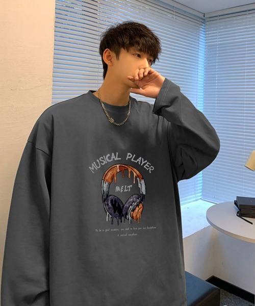 MGV(エムジーヴィー)の「ストリートフロントデザインロングTシャツ(Tシャツ/カットソー・メンズ・ダークグレー/ブラック/ホワイト/ブルー/グリーン/ベージュ・LARGE/MEDIUM/X-LARGE)」の3枚目の写真