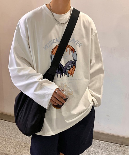 MGV(エムジーヴィー)の「ストリートフロントデザインロングTシャツ(Tシャツ/カットソー・メンズ・ダークグレー/ブラック/ホワイト/ブルー/グリーン/ベージュ・LARGE/MEDIUM/X-LARGE)」の7枚目の写真