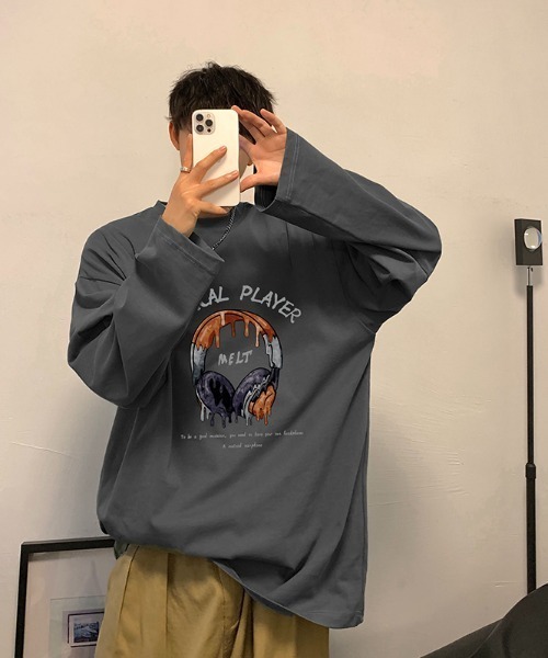MGV(エムジーヴィー)の「ストリートフロントデザインロングTシャツ(Tシャツ/カットソー・メンズ・ダークグレー/ブラック/ホワイト/ブルー/グリーン/ベージュ・LARGE/MEDIUM/X-LARGE)」の11枚目の写真