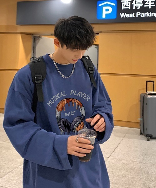 MGV(エムジーヴィー)の「ストリートフロントデザインロングTシャツ(Tシャツ/カットソー・メンズ・ダークグレー/ブラック/ホワイト/ブルー/グリーン/ベージュ・LARGE/MEDIUM/X-LARGE)」の16枚目の写真