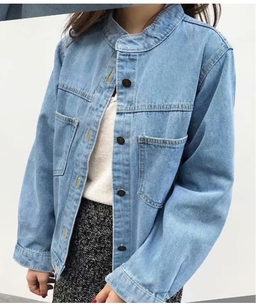 LAUTRE COTE(ロウトレコウト)の「ノーカラーデニムジャケット(デニムジャケット・レディース・ライトブルー/ブルー・LARGE/MEDIUM/SMALL/X-LARGE)」の2枚目の写真